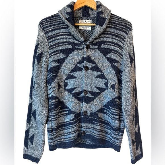 Lucky Brand Legacy Print Heavy Shawl Cardigan Aztec Southwest Sweater Men's Sz S